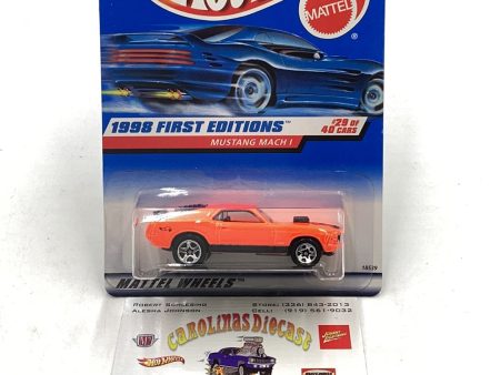 1998 First Edition Hot Wheels #670 Mustang Mach 1 Neon Orange with protector Online Sale