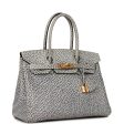 Vintage Hermes Birkin 30 White Dalmatian Buffalo Gold Hardware Discount