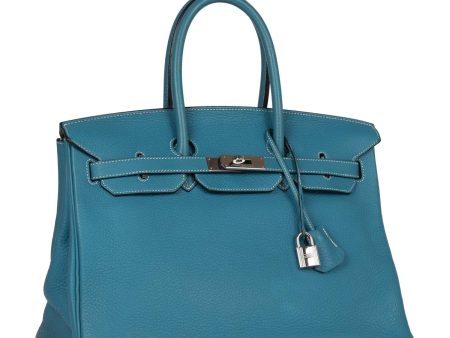 Top Quality Hermes Birkin 35 Bleu Jean Togo Palladium Hardware Online Sale