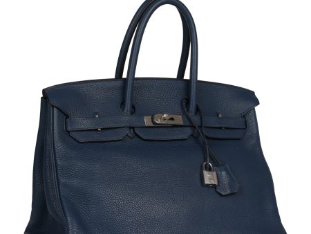 Top Quality Hermes Birkin 35 Bleu De Prusse Clemence Palladium Hardware Discount