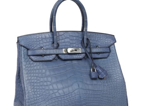 Top Quality Hermes Birkin 35 Bleu Brighton Matte Alligator Palladium Hardware Discount