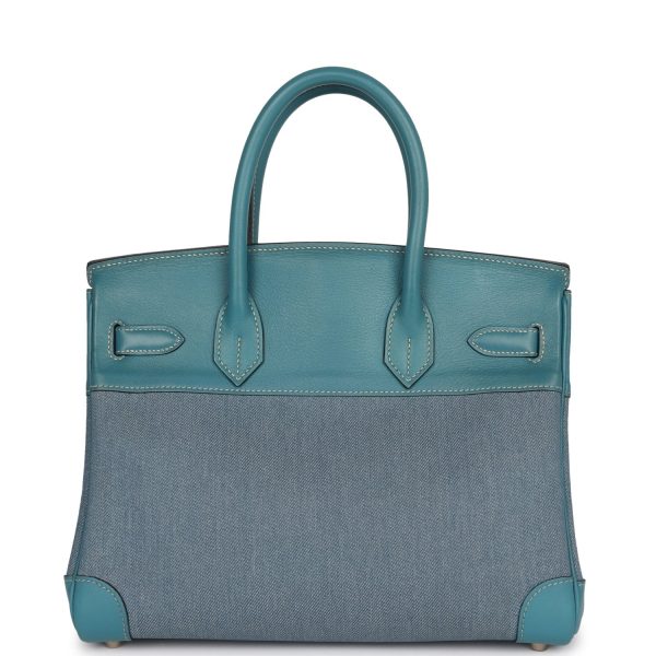 Vintage Hermes Birkin 30 Denim and Blue Jean Gulliver Palladium Hardware Online now