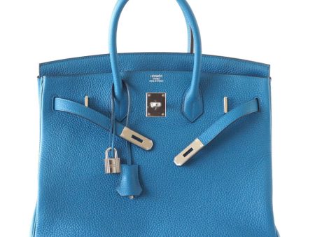 Hermès Birkin 35 Bag Blue Izmir Palladium Hardware For Discount