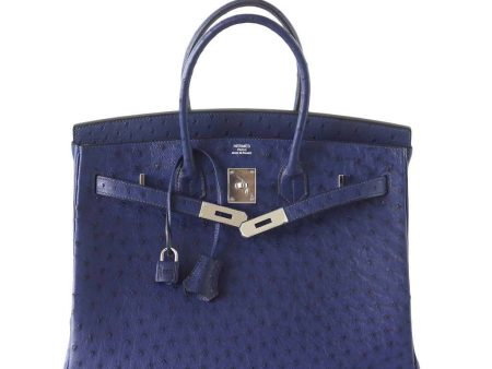 Hermès Birkin 35 Bleu Iris Ostrich Bag For Discount