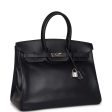 Vintage Hermes Birkin 35 Bleu Navy Box Palladium Hardware For Discount