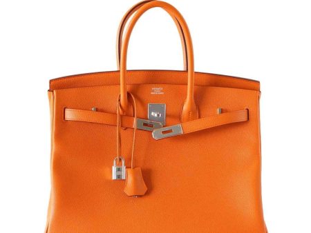 Hermès Birkin 35 H Orange Bag Epsom PHW Online Sale