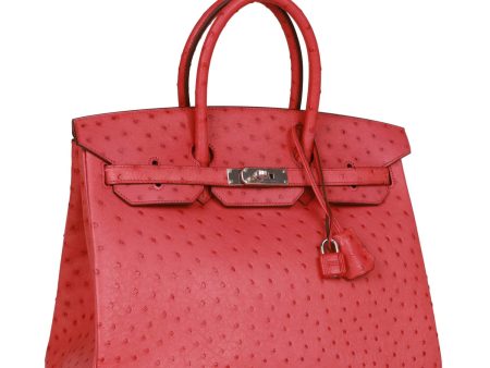 Top Quality Hermes Birkin 35 Bougainvillea Ostrich Palladium Hardware Online Sale