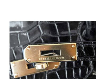 Hermès Birkin 35 Black Porosus Crocodile Bag GHW For Discount