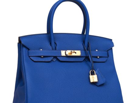 Hermes Birkin 30 Bleu Royal Togo Gold Hardware For Discount