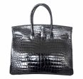 Hermès Birkin 35 Black Porosus Crocodile Bag GHW For Discount