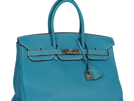 Top Quality Hermes Birkin 35 Bleu Jean Togo Palladium Hardware Cheap