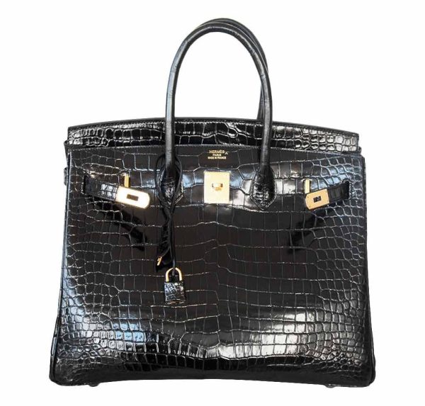 Hermès Birkin 35 Black Porosus Crocodile Bag GHW For Discount