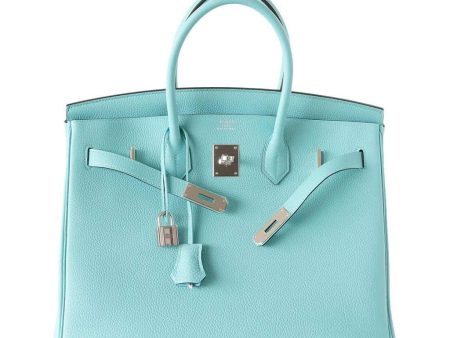 Hermès Birkin 35 Blue Atoll Bag PHW For Cheap