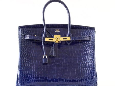 Hermès Birkin 35 Blue Sapphire Crocodile GHW Bag For Cheap