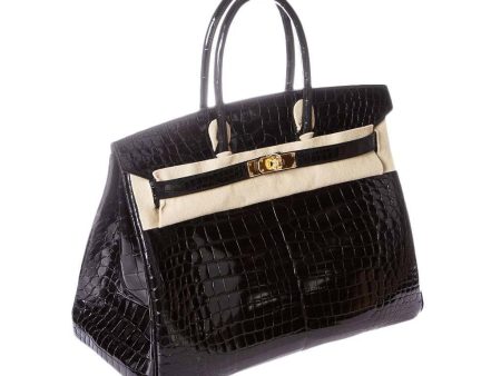 Hermès Porosus Crocodile Birkin 35 Black Bag Supply