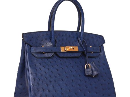 Hermes Birkin 30 Bleu Saphir Ostrich Gold Hardware Fashion