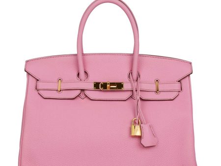 Top Quality Hermes Birkin 35 Bubblegum Togo Gold Hardware Fashion