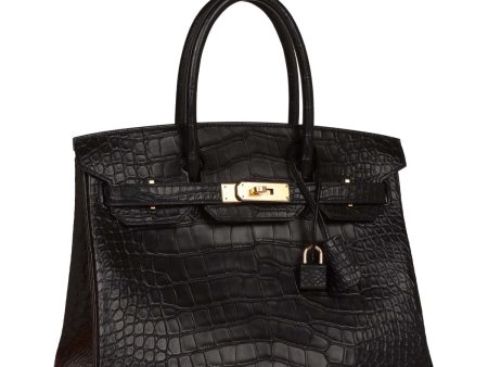 Hermes Birkin 30 Black Matte Alligator Gold Hardware Online now